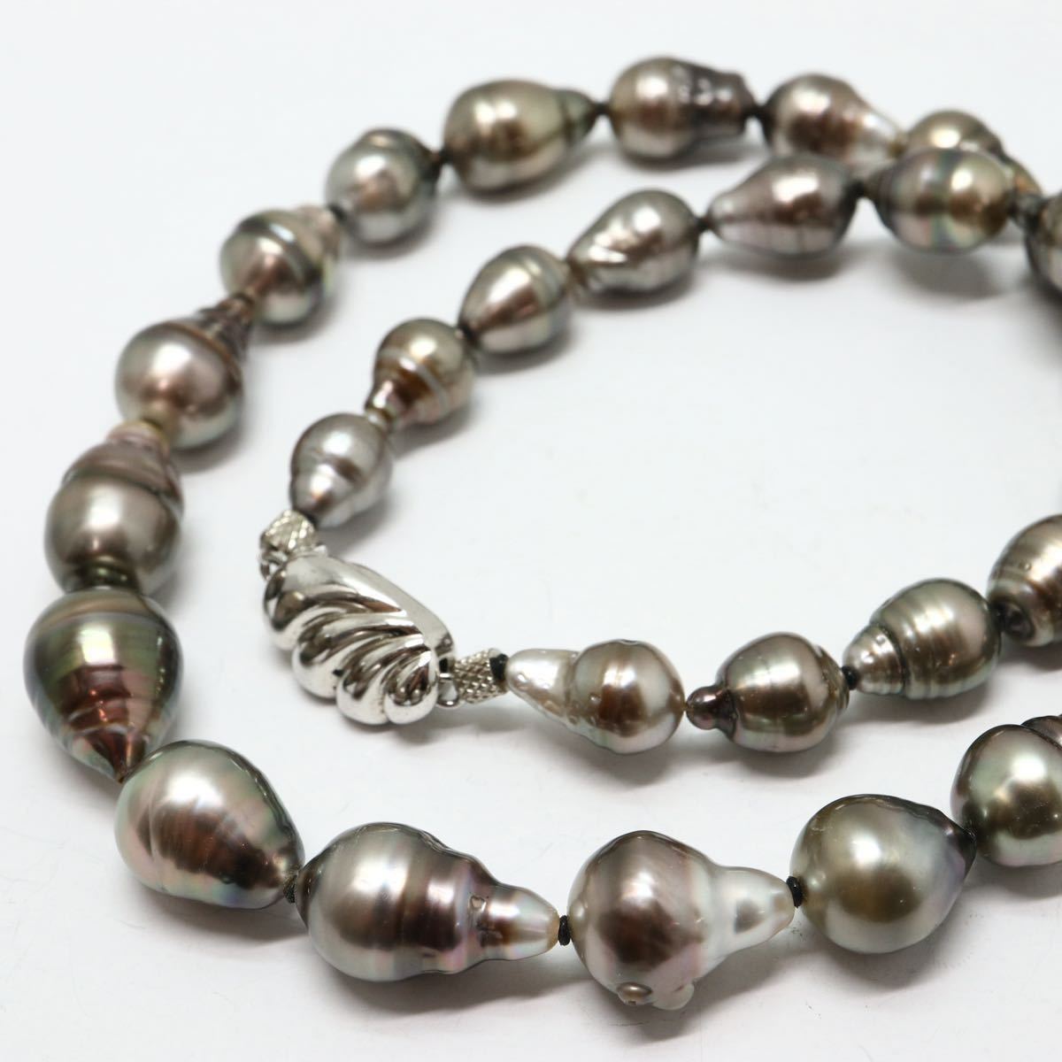 《南洋黒蝶真珠ネックレス》M 約8.0-11.0mm珠 44.7g 約44cm pearl necklace ジュエリー jewelry DE0/DH0_画像1