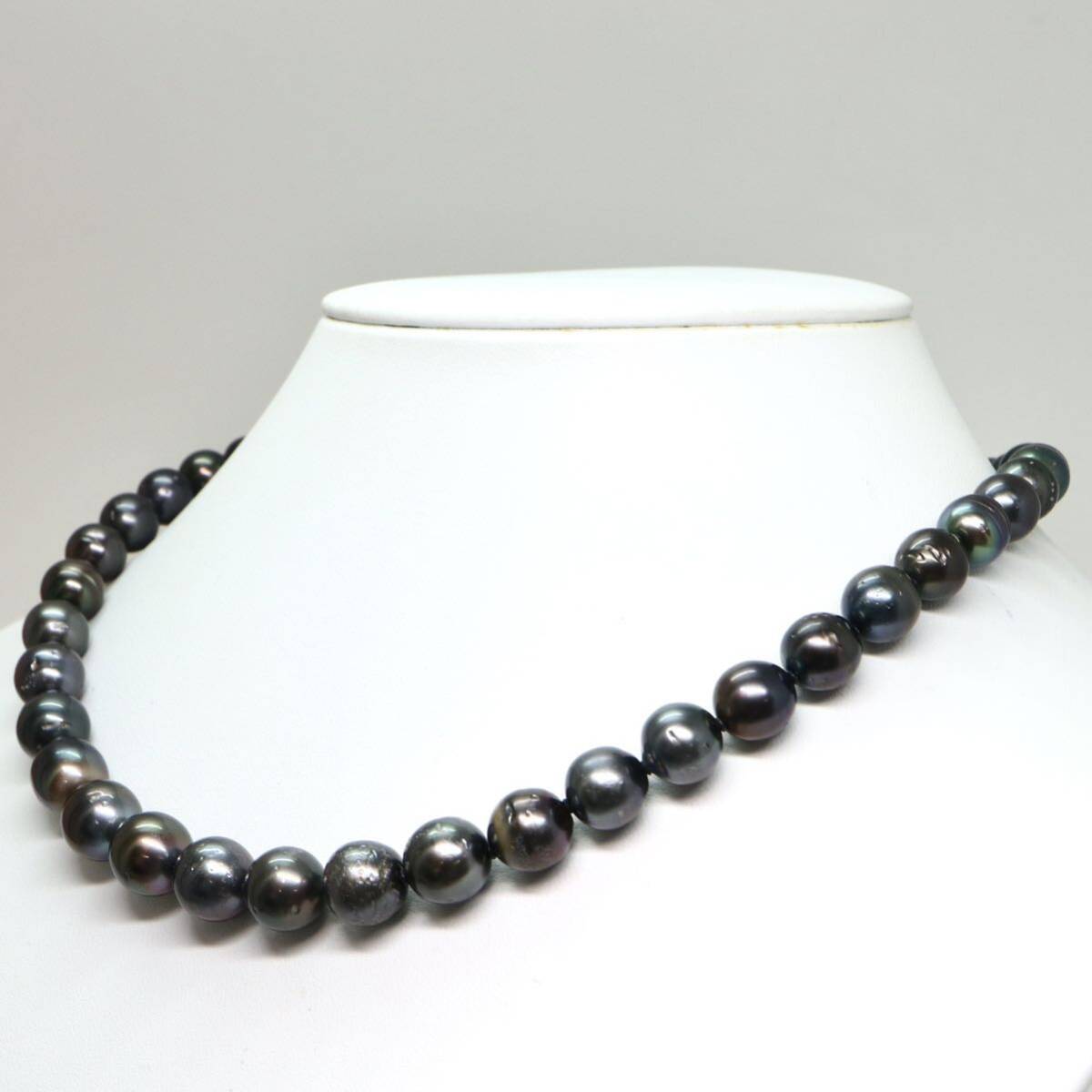 《南洋黒蝶真珠ネックレス》M 約8.0-10.5mm珠 50.5g 約44cm pearl necklace ジュエリー jewelry DH0/EA2_画像3