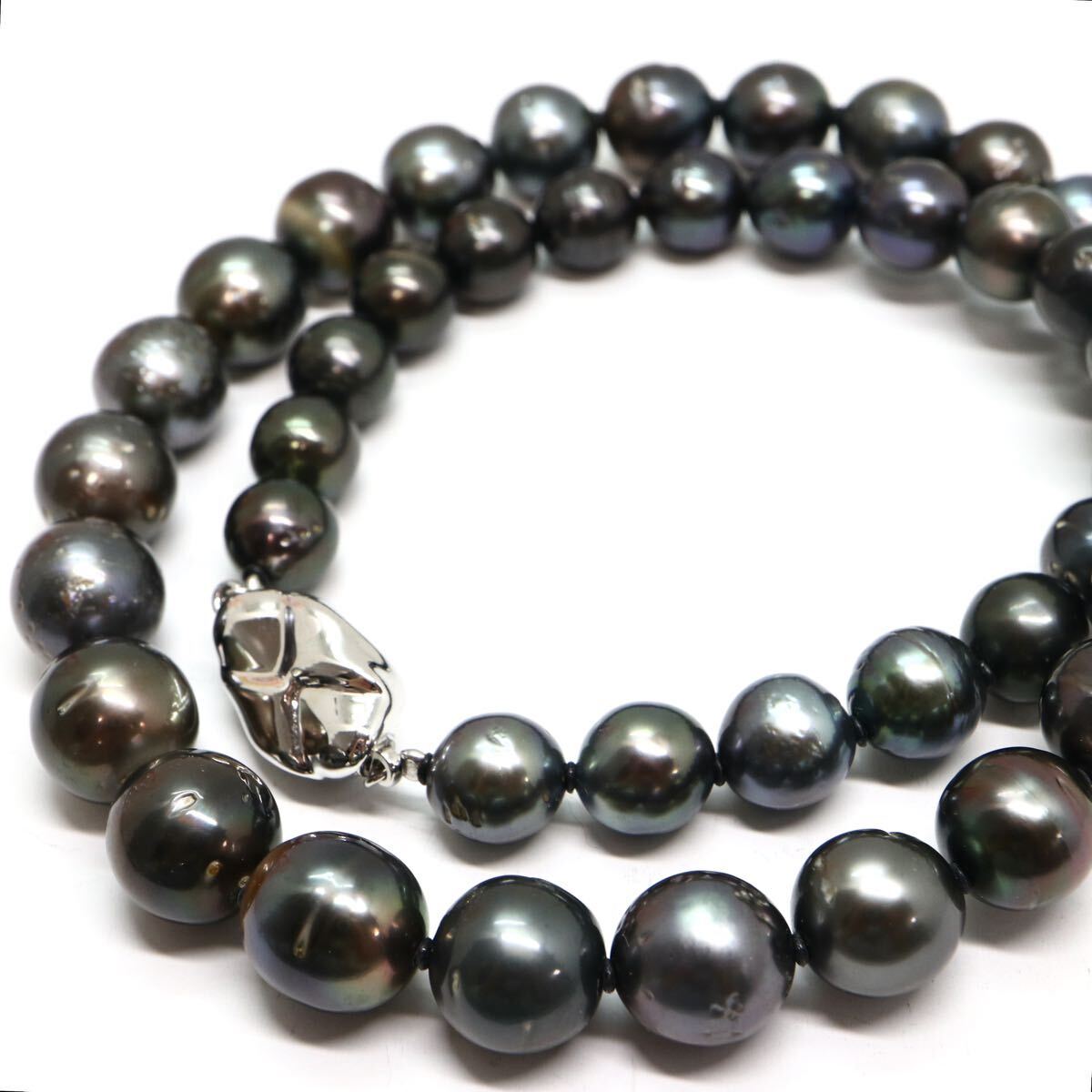 《南洋黒蝶真珠ネックレス》M 約8.0-10.5mm珠 50.5g 約44cm pearl necklace ジュエリー jewelry DH0/EA2_画像1