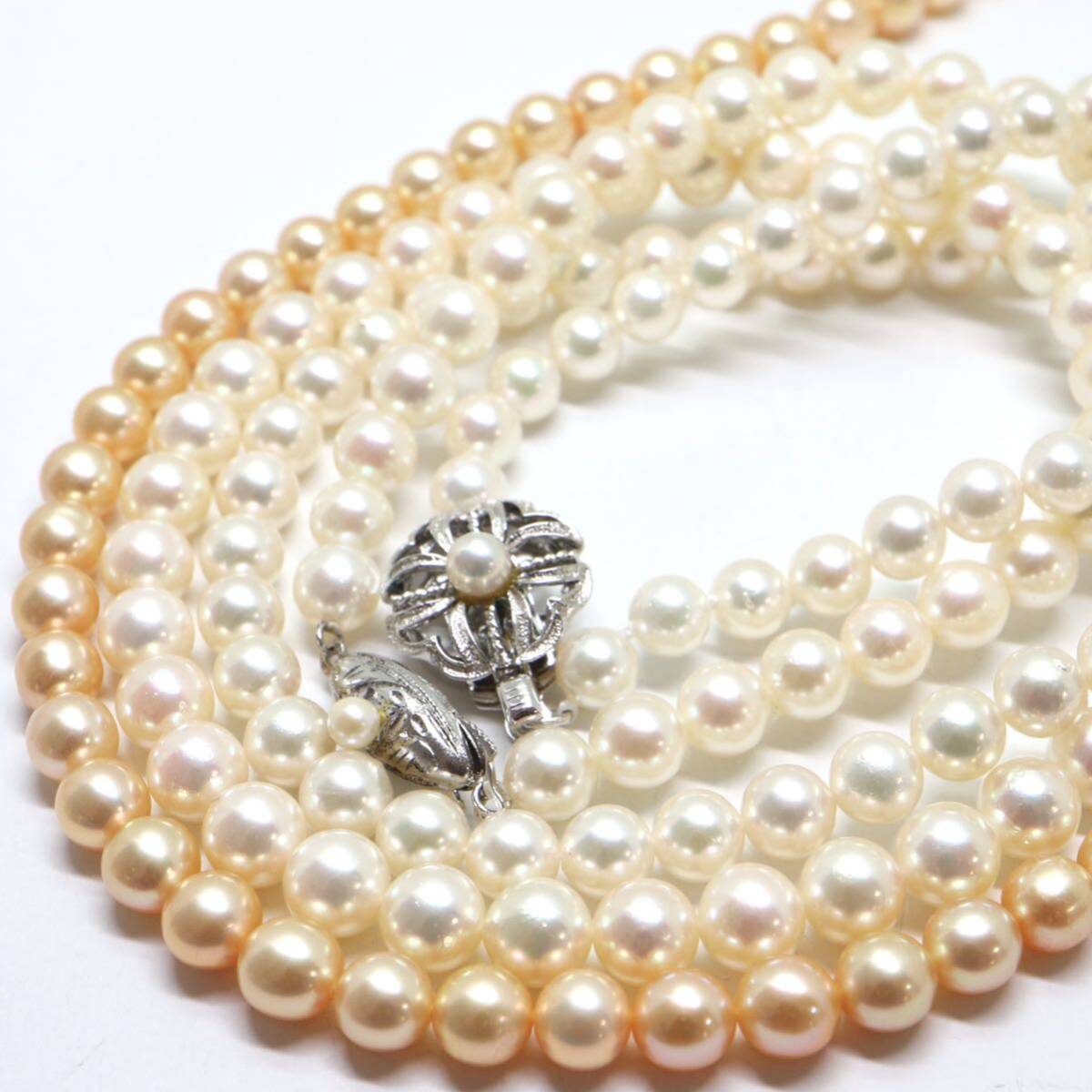 美品!!《アコヤ本真珠ネックレス3本おまとめ》M 約5.5-6.5mm珠 67.2g pearl necklace ジュエリー jewelry ☆_画像1