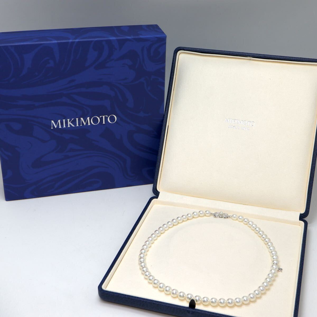 MIKIMOTO(ミキモト)箱/Mチャーム付き!!良質!!《アコヤ本真珠ネックレス》M 約7.0-7.5mm珠 33.0g 約42.5cm pearl necklace jewelry FA5/FB0の画像2