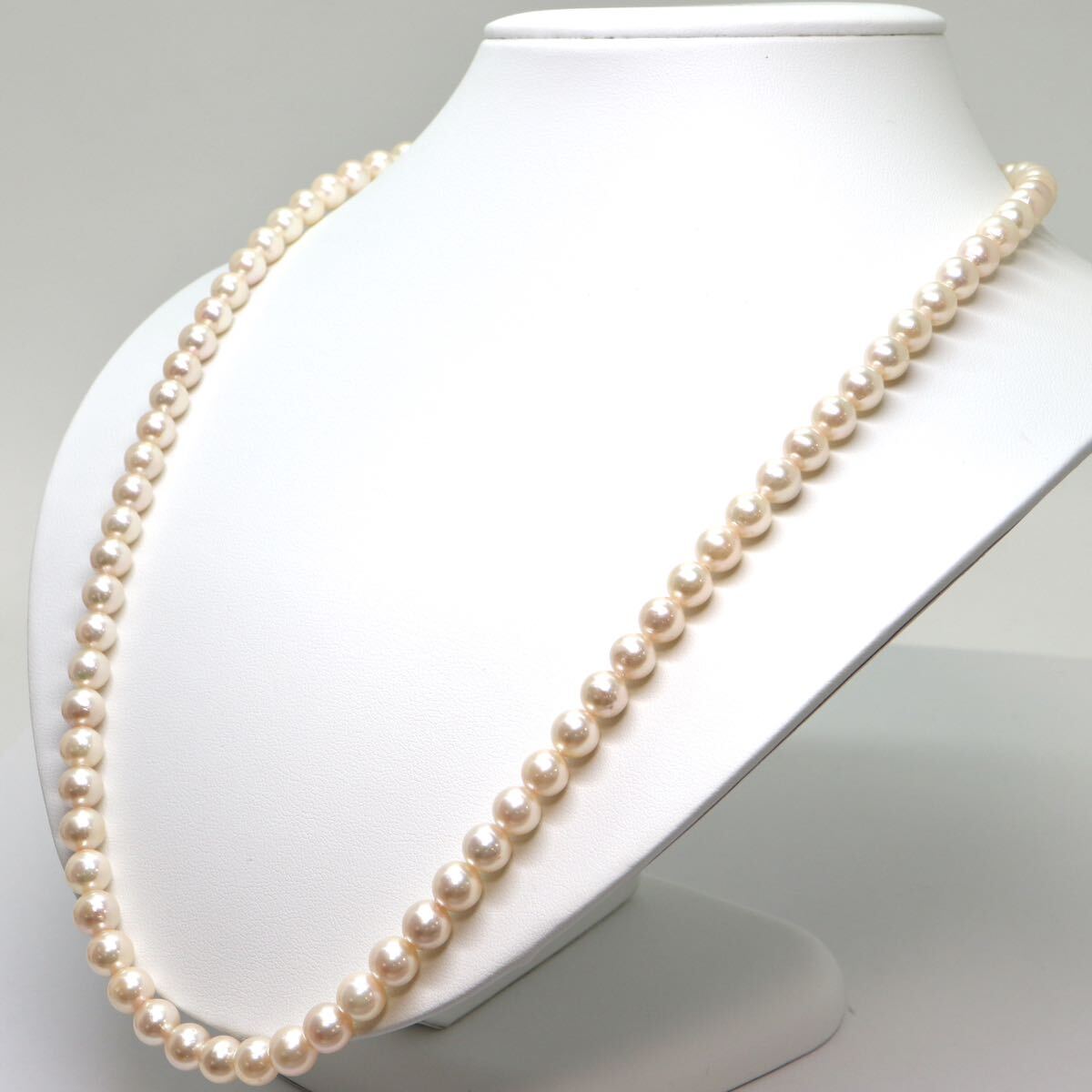 《アコヤ本真珠ロングネックレス》A 約7.0-7.5mm珠 46.9g 約61.5cm pearl necklace ジュエリー jewelry DD0/EA0_画像3