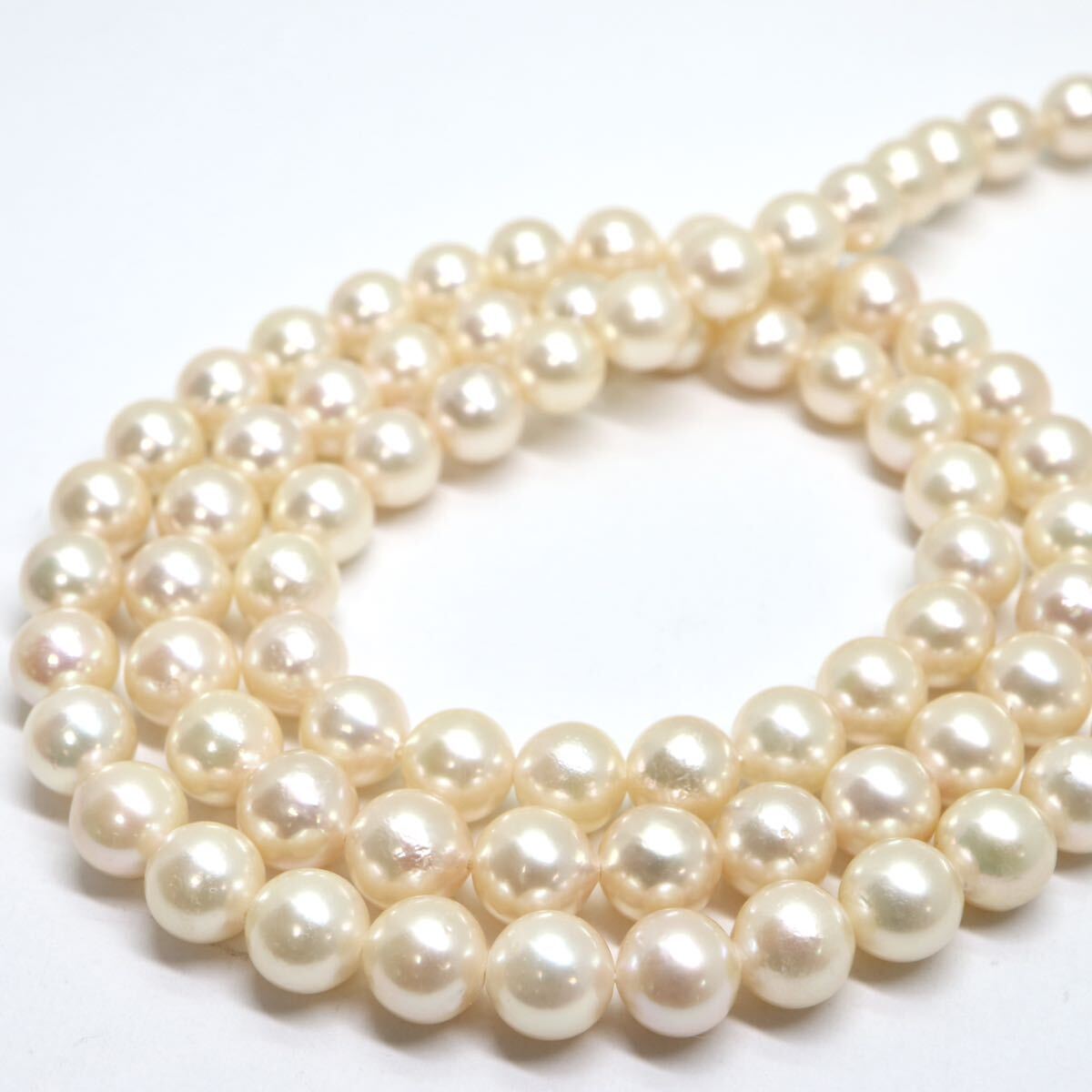 《アコヤ本真珠ロングネックレス》A 約7.0-7.5mm珠 46.9g 約61.5cm pearl necklace ジュエリー jewelry DD0/EA0_画像4