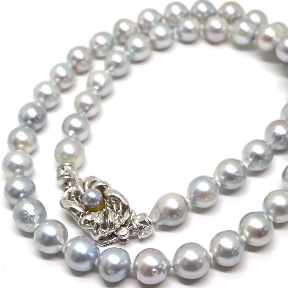 《K14WGアコヤ本真珠ネックレス》A 約7.0-7.5mm珠 31.3g 約43cm pearl necklace ジュエリー jewelry DH0/ZZ_画像1