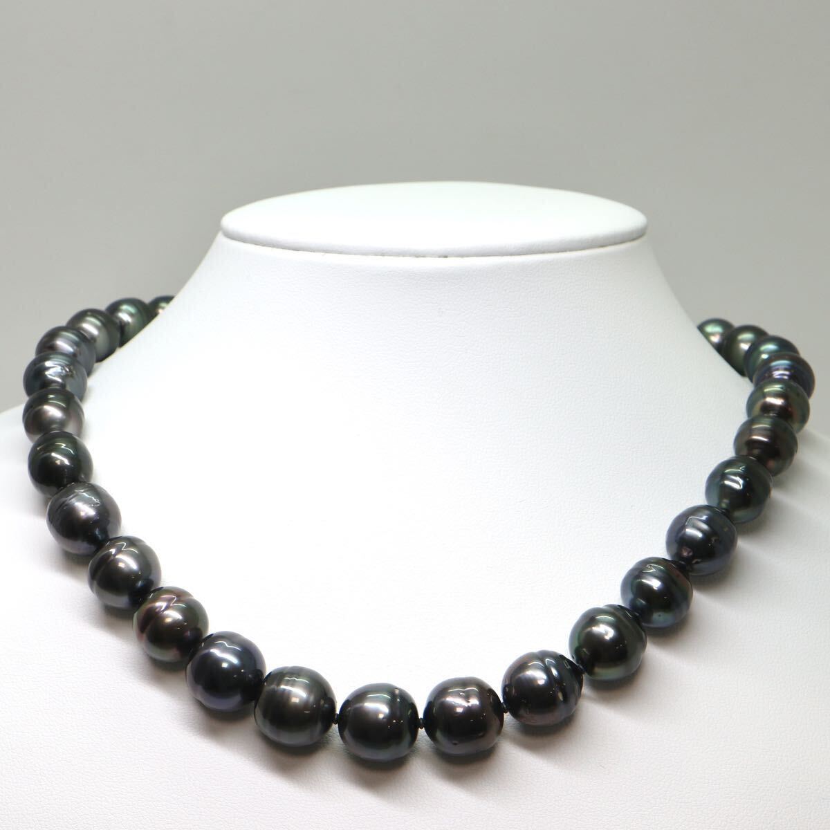 《南洋黒蝶真珠ネックレス》A 約10.0-13.0mm珠 約83.3g 約45cm pearl necklace ジュエリー jewelry DE0/EA5_画像2