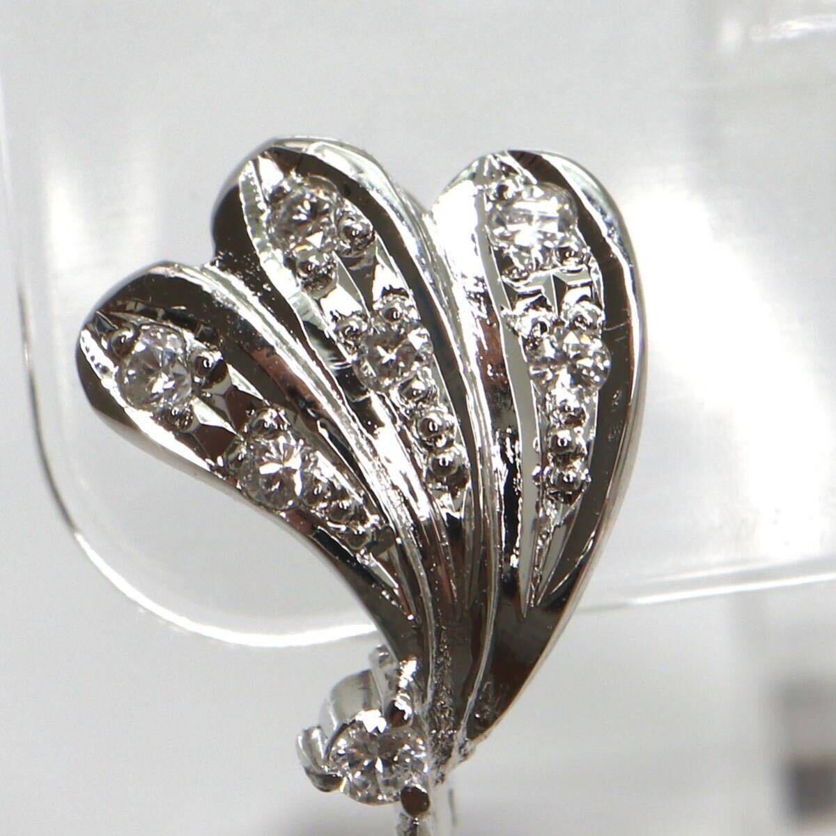 《K14WG 天然ダイヤモンド/アコヤ本真珠イヤリング》A 約3.4g 約7.4-7.6mm珠 0.05ct パール pearl ジュエリー earring jewelry EA5/EA6の画像3