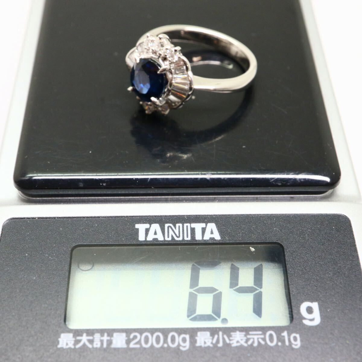 ソーティング付き!!豪華!!《Pt900 天然ダイヤモンド/天然サファイアリング》A 10.5号 6.4g sapphire diamond jewelry ring EG8/ZZの画像10