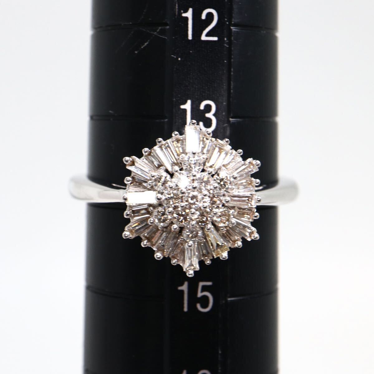 《K18WG 天然ダイヤモンドリング》A 約14号 2.9g 0.43ct diamond jewelry ring 指輪 ジュエリー EC0/EC3の画像9