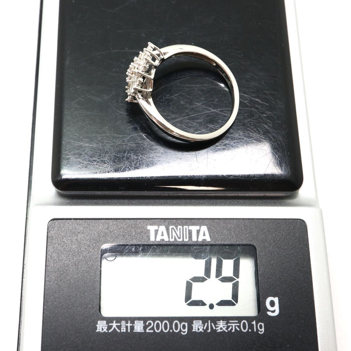《K18WG 天然ダイヤモンドリング》A 約14号 2.9g 0.43ct diamond jewelry ring 指輪 ジュエリー EC0/EC3の画像10