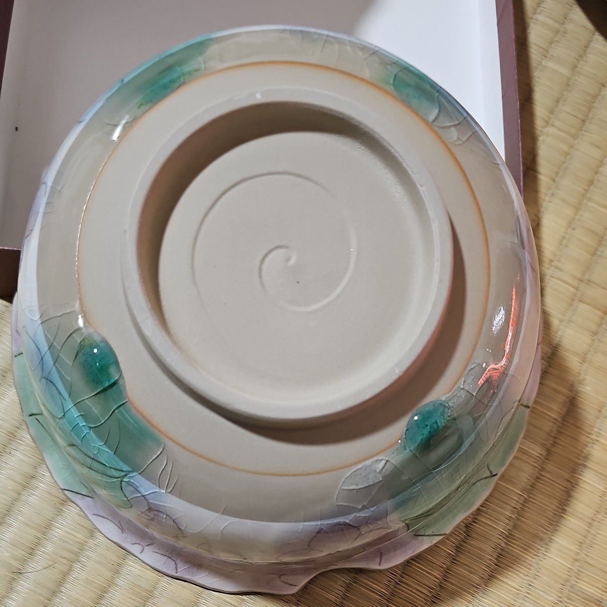 龍峰釜　三洋陶器　三彩手彫菓子器　新品未使用