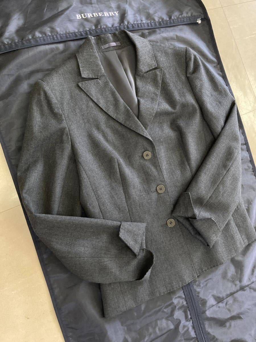[ formal ]BURBERRYLONDON Burberry London lady's 38 plain gray pants suit three button autumn winter 