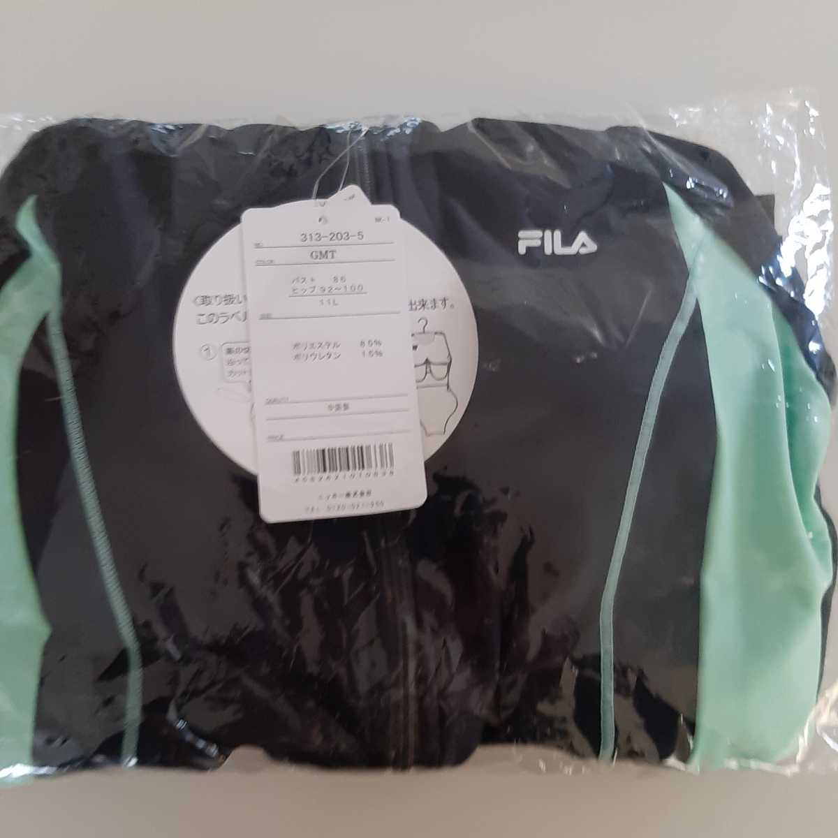 11号 Lサイズ 新品 FILA セパレーツ フィットネス水着 GMT めくれ防止 レディース 半袖 フルジップ タンキニ 送料無料 匿名配送の画像3