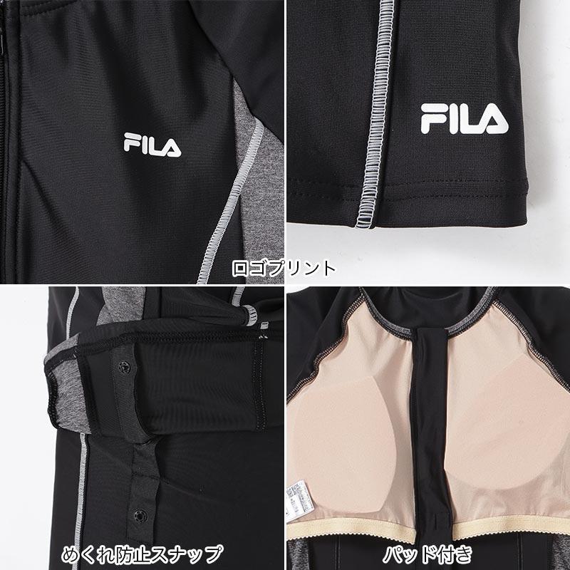 11号 Lサイズ 新品 FILA セパレーツ フィットネス水着 ネイビー めくれ防止 レディース 半袖 フルジップ タンキニ 送料無料 匿名配送_画像2