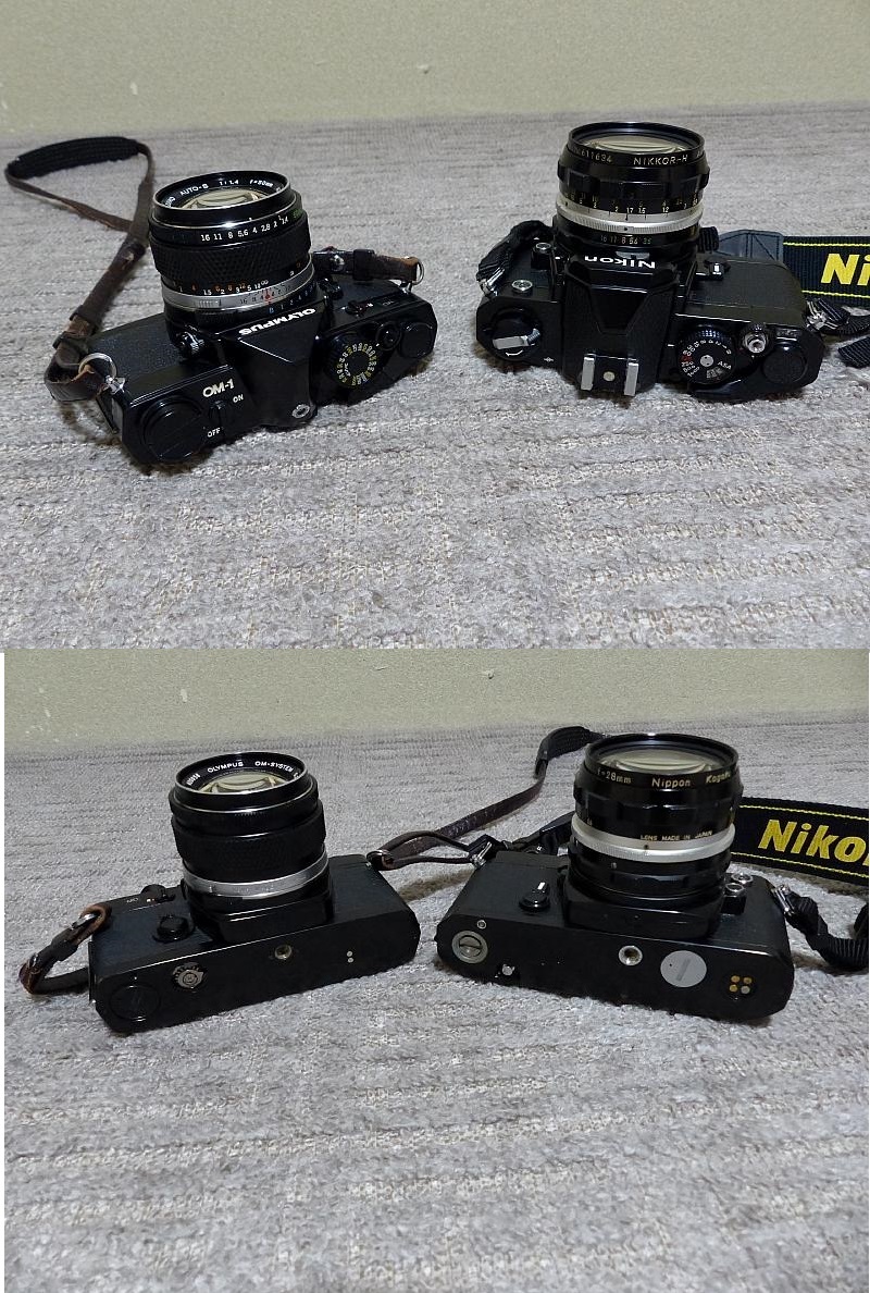 ニコンの古いカメラ.FM.レンズ日本光学.3.5.28mm.オリンパスの古いカメラ.OM-1.1.4.50mm.ワインダ-2とテレ付きです_画像10