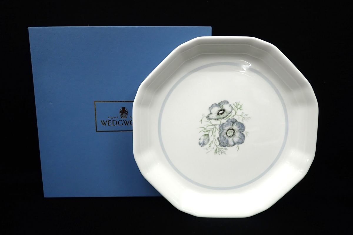 ▲洋食器27 未使用 WEDGWOOD GLENMIST ウェッジウッド グレンミスト オクタゴナガルディッシュ(直径約24.5cm)▲箱付/プレート/大皿/消費税0_画像1