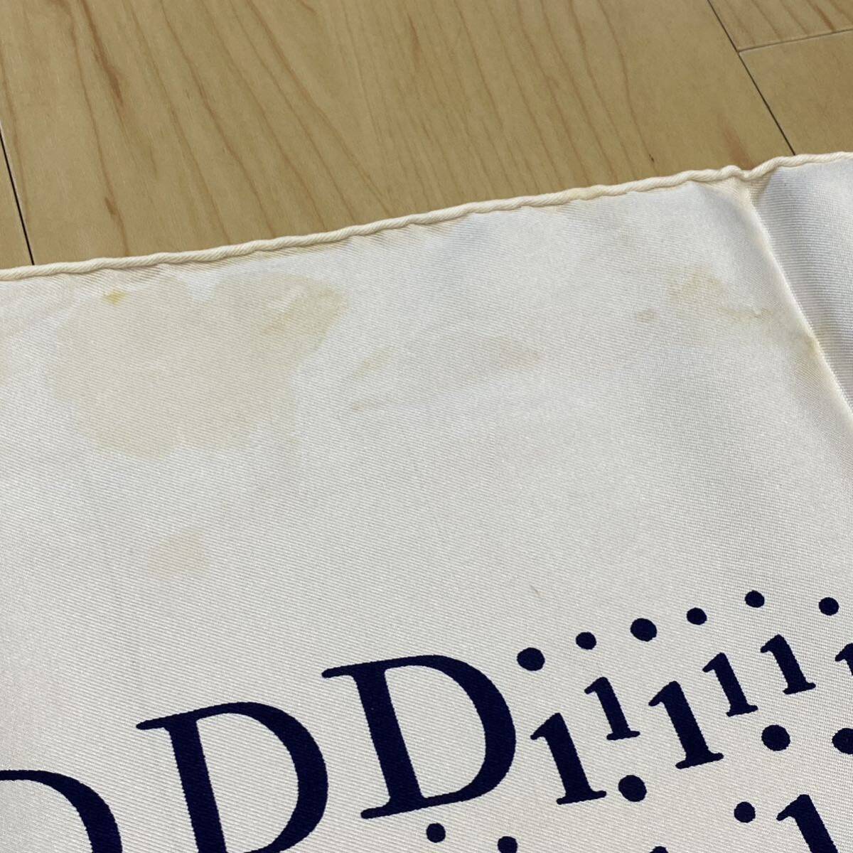 Christian Dior　クリスチャンディオール スカーフ　ロゴ柄　ホワイト　ネイビー　no.26_画像8