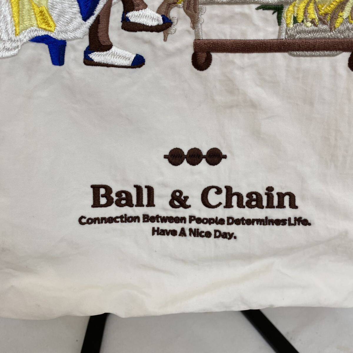 Ball＆Chain　ボールアンドチェーン エコバッグ ホワイト　刺繍　ホワイト　バナナ　no.83_画像2