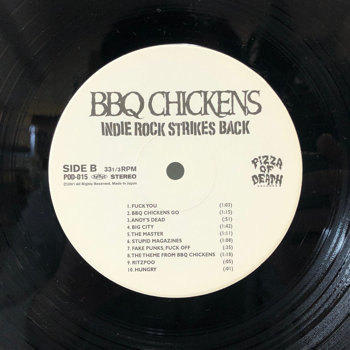 【10inch LP】BBQ CHICKENS / INDIE ROCK STRIKES BACK / 横山健 Hi-STANDARD 内袋 歌詞付 PIZZA OF DEATH POD-015▲の画像6