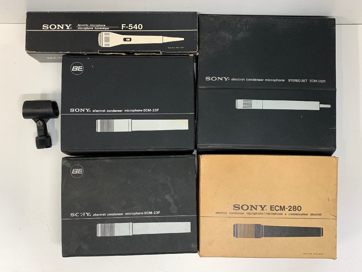 [ Junk ]SONY condenser microphone * electrodynamic microphone 5ps.@ together Sony ECM-280 ECM-23F ECM-2021 F-540 *