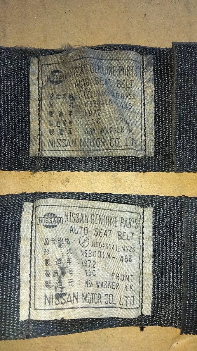  Nissan Skyline GC10 Hakosuka original seat belt catch front left right left right set model NSB001N-45B manufacture year 1972 year serial number 23C