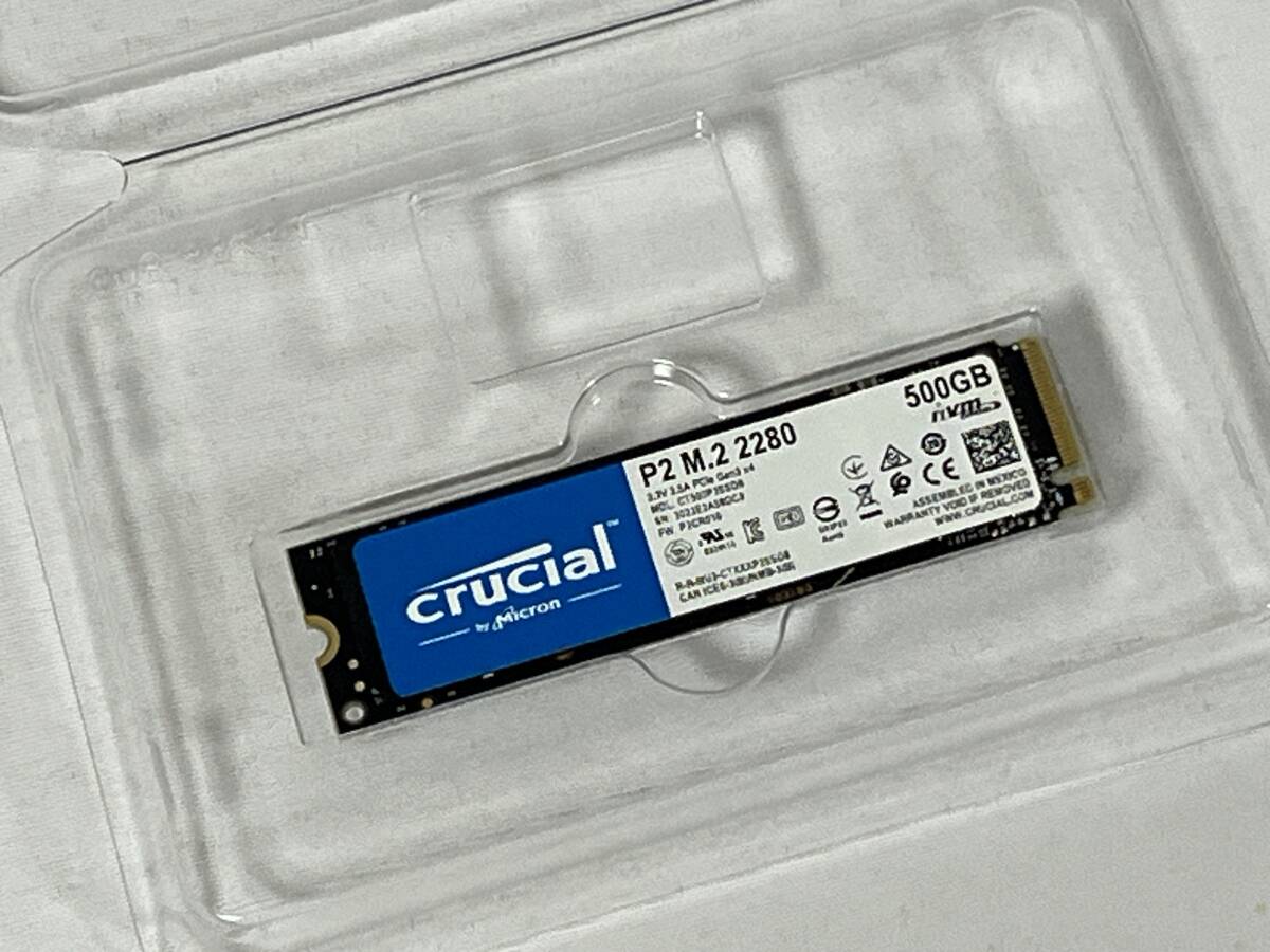 ◆開封 未使用新品◆ crucial SSD 500GB M.2 2280 NVMe CT500P2SSD8 Micron マイクロン クルーシャルの画像1