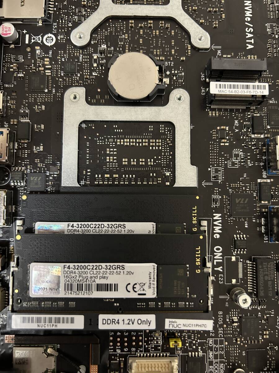 中古 INTEL NUC RNUC11PHKi7C000 Enthusiast Kit Core i7-1165G7 GeForce RTX 2060 G skill 32GB BIOS表示確認済 インテルドクロマークの画像5