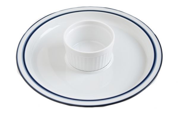 DANSKダンスク BISTORO ビストロ　2重ブルーライン プラター 大皿29.5ｃｍ パーティー皿 耐熱皿 プレート 白い器 　DANSK-BIS-BL-PL-30_ココットはついていません