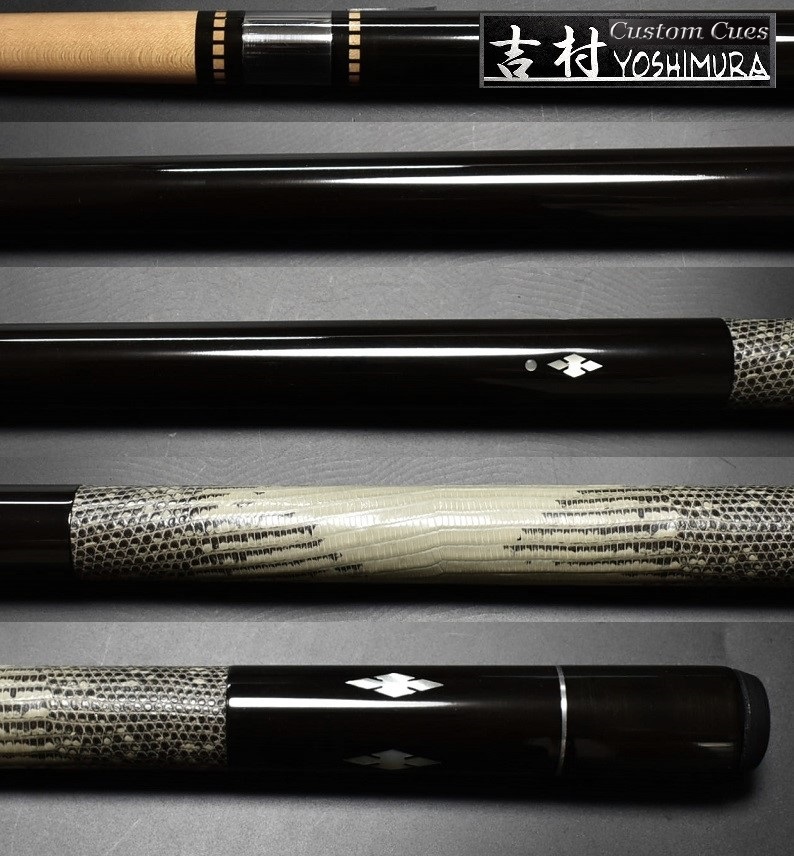 ☆YOSHIMURA cue/吉村キュー 黒檀 リザード本革 18山 ジョイント ☆YOSHIMURA cue/吉村キュー 黒檀 リザード本革 18山 ジョイント