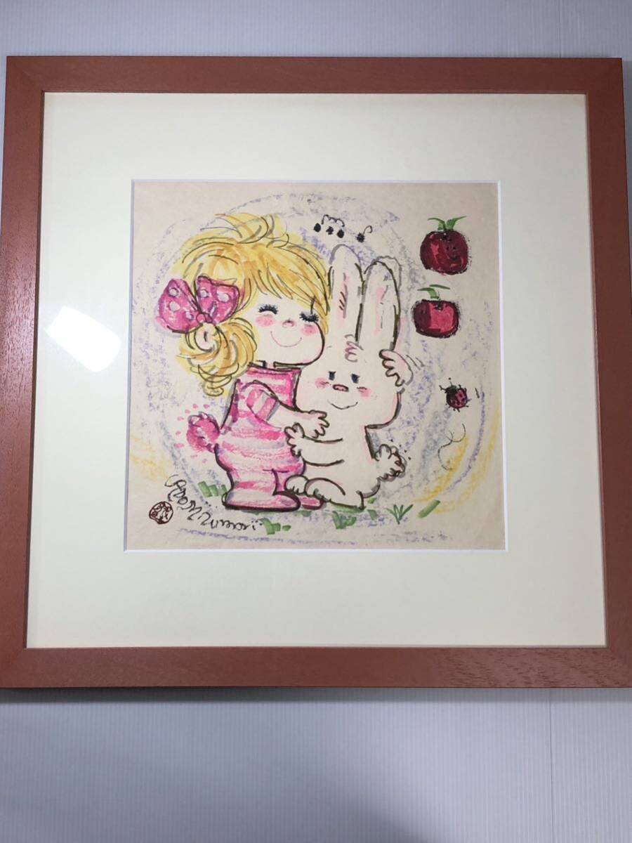 水森亜土 直筆画 個展購入品 額装 絵画 の画像1