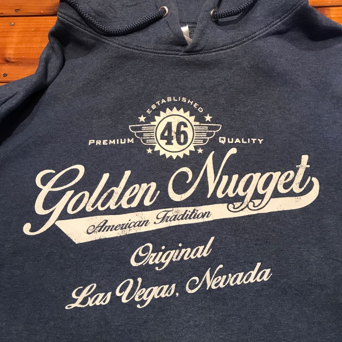 パーカー Golden Nugget プリントパーカー フーディー JERZEES Mサイズ アメリカ古着 USA古着の画像3