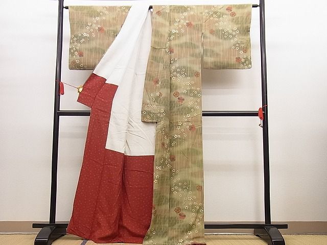 平和屋野田店■上質な小紋 舞桜 暈し染め 金彩 逸品 n-hj6311の画像3