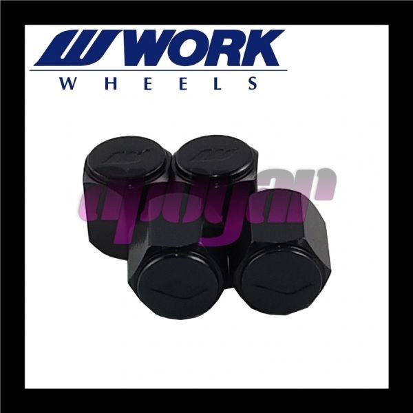 WORKAVC-BK WORK(ワーク) ホイール エアバルブキャップ ブラック/黒 4個セット(1台分) 送料無料/追跡付き_画像3