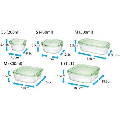 ★1.2L×1個 500ml×2個 200ml×4個_グリーン★ (イワキ) 耐熱ガラス 保存容器 グリーン 7個セット パック&レンジ PSC-PRN-G7_画像7