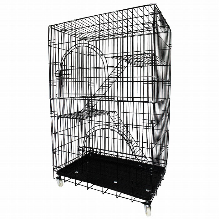 L size 2 step cat cat cage with casters pet gauge black black . cat cat for hammock attaching width 73 depth 52 height 117