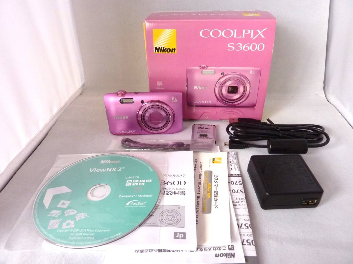 Nikon COOLPIX S3600 4.5-36.0mm 1:3.7-6.6 コンパクトデジタルカメラピンク 美USED