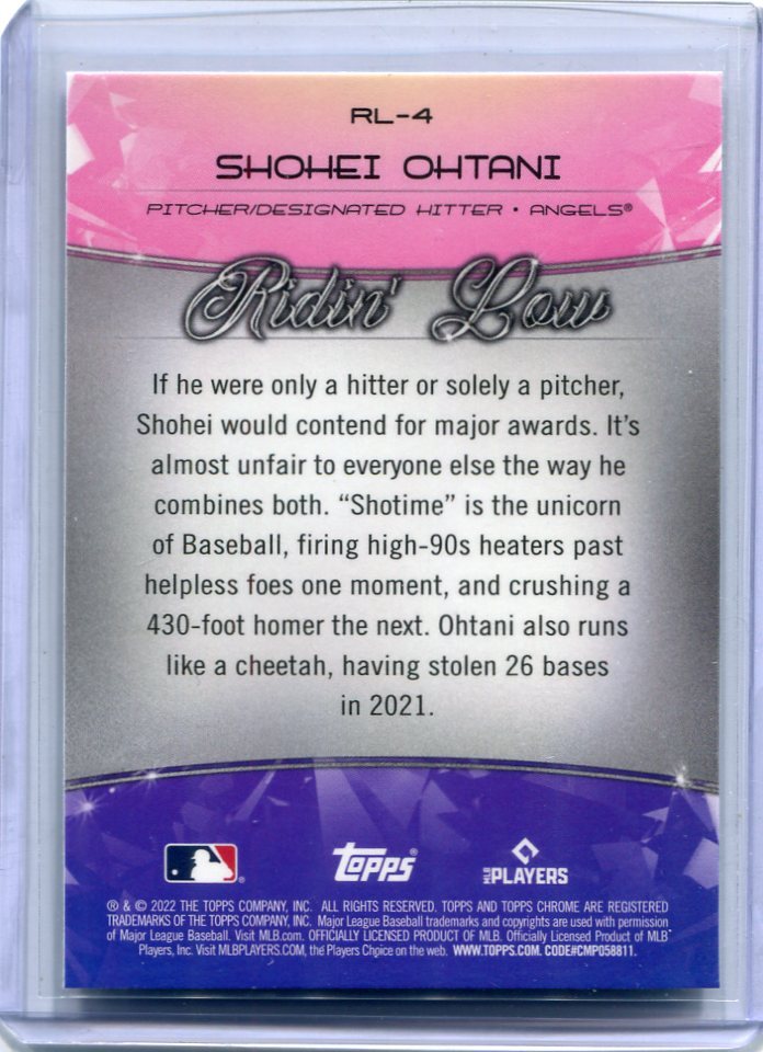 2022 Topps Chrome Ben Baller Edition Ridin' Low RL-4 Shohei Ohtani インサートカード 大谷翔平の画像2