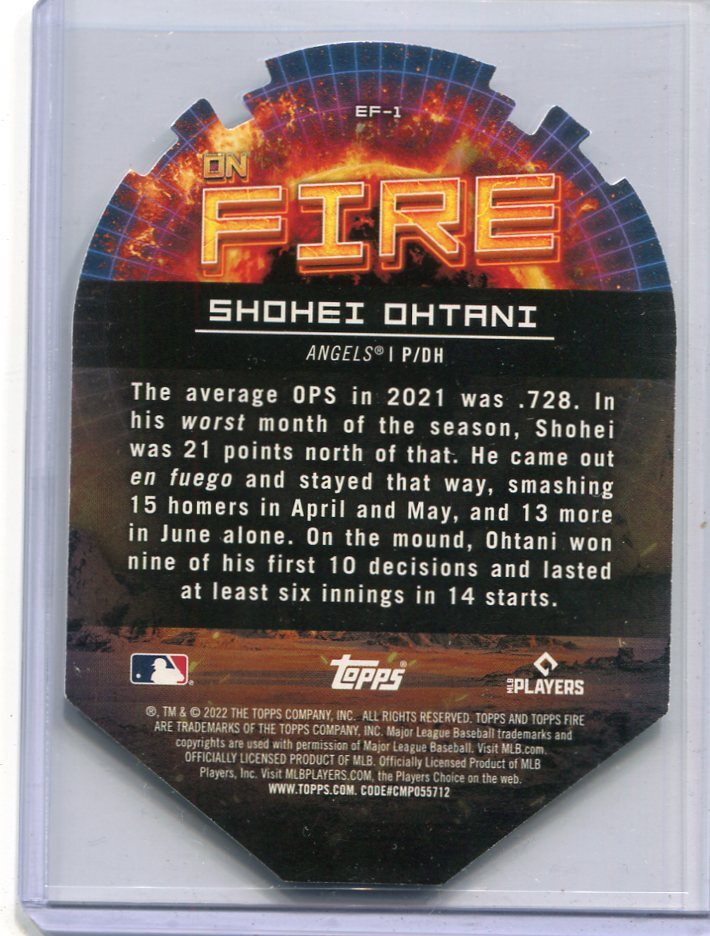2022 Topps Fire En Fuego EF-1 Shohei Ohtani インサート カード 大谷翔平の画像2