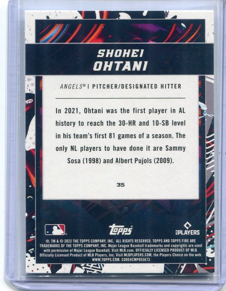 2022 Topps Fire 35 ベースカード Shohei Ohtani 大谷翔平_画像2