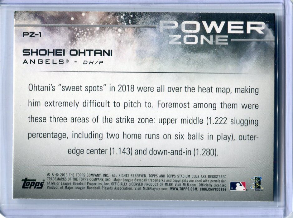 2019 Topps Stadium Club Power Zone PZ-1 Shohei Ohtani 大谷翔平 インサートカードの画像2