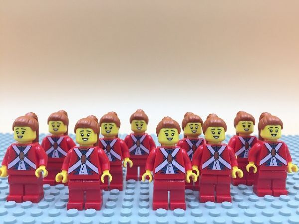 V20　レゴ　ミニフィグ　兵隊・ロングポニーテール・両面顔　10個セット　新品未使用　LEGO社純正品_画像1