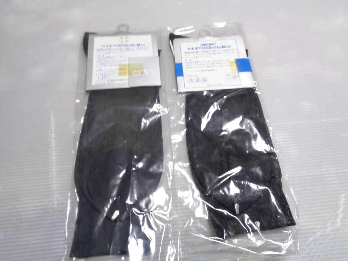 ２個　２５ｃｍ　黒　カネボウ　リブフレッシュ　ナイロン１００％　ショート　ソックス　靴下　昭和レトロ　未使用_画像3