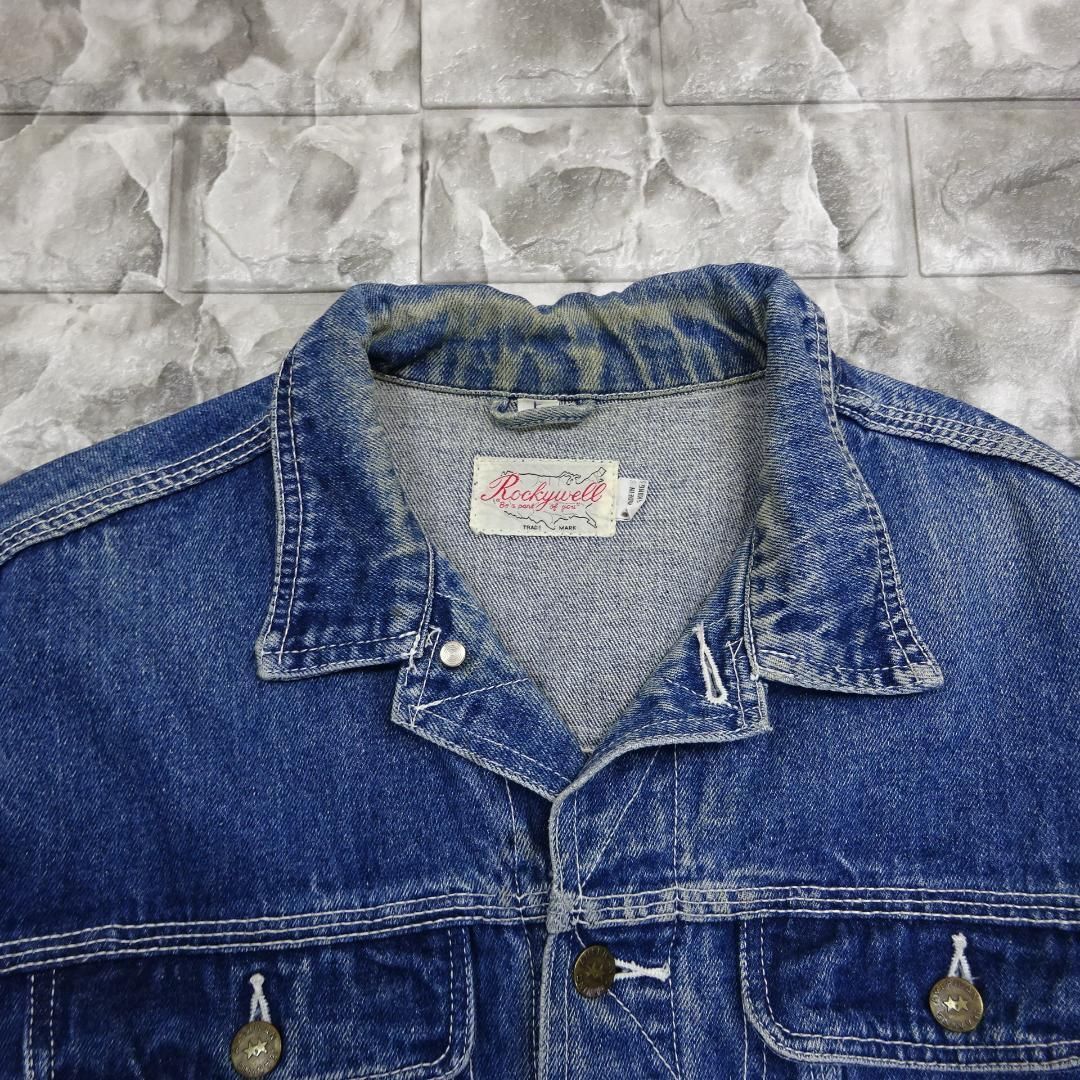 Rockywell デニムジャケット フリーサイズ ブルー 胸ポケット シンプル 7706_画像5