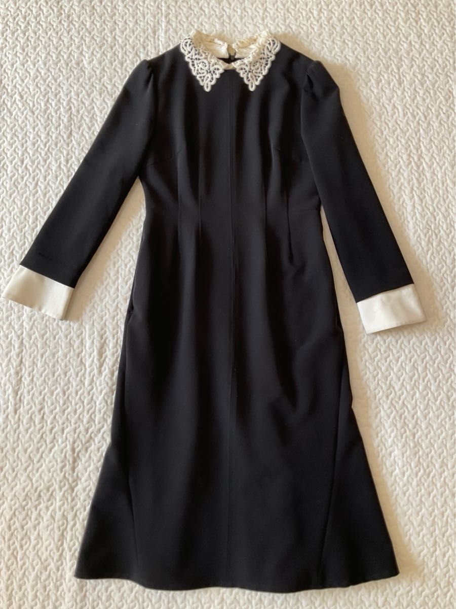 CELFORD セルフォード 襟付きワンピース 刺繍カラー ブラック 36 CELFORD セルフォード 襟付きワンピース 刺繍カラー ブラック 36