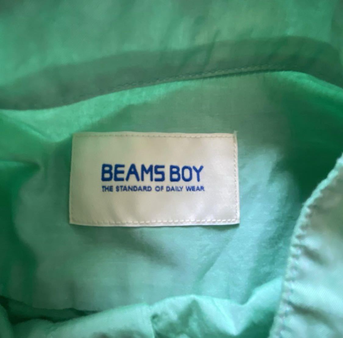 BEAMS BOY ロングシャツワンピース　グリーン_画像6