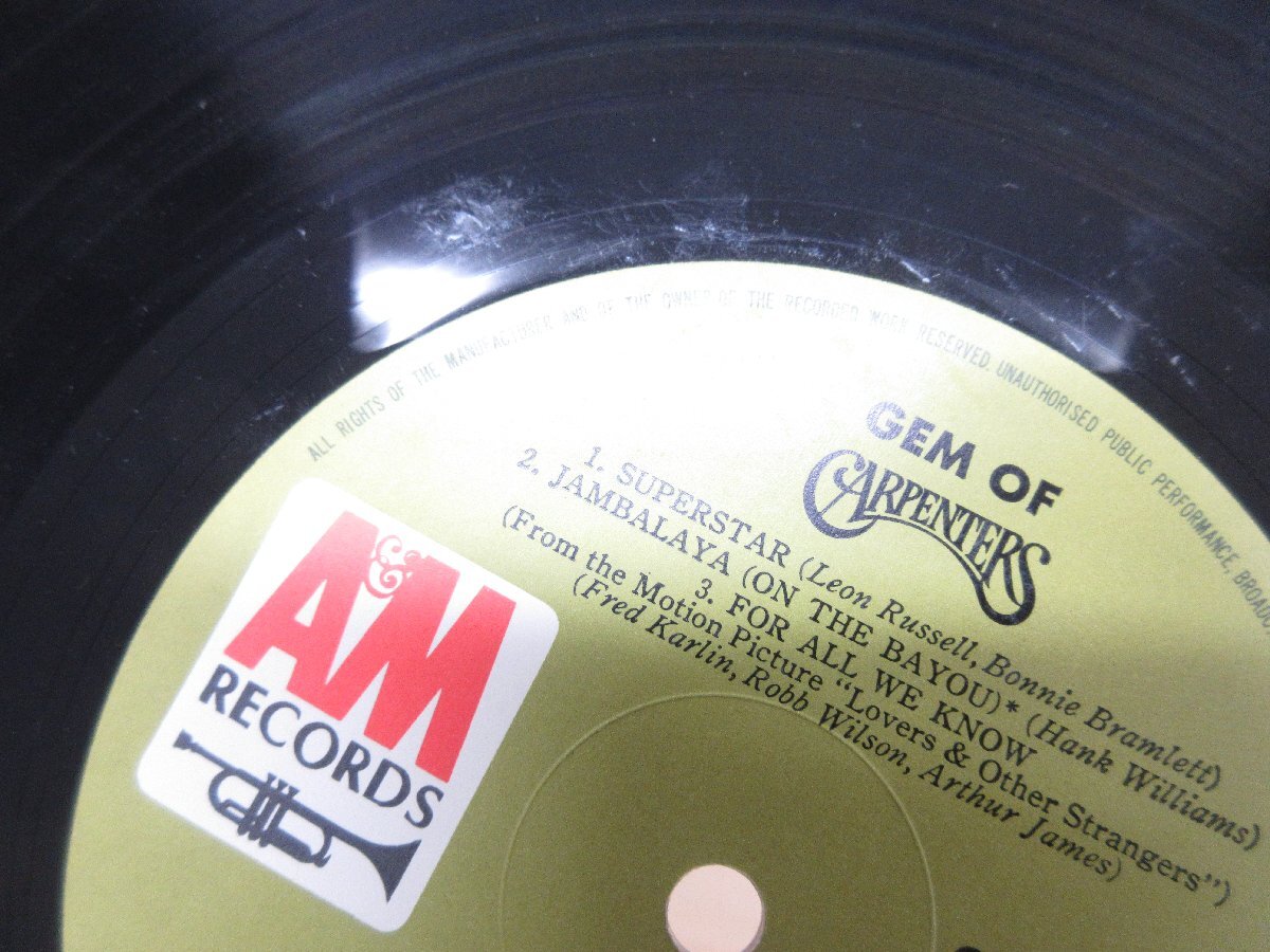 ◇A6874 レコード/LP盤「カーペンターズ CARPENTERS / Gem Of Carpenters【2枚組】」GEM-101～2 A&M RECORDS キング 帯の画像5