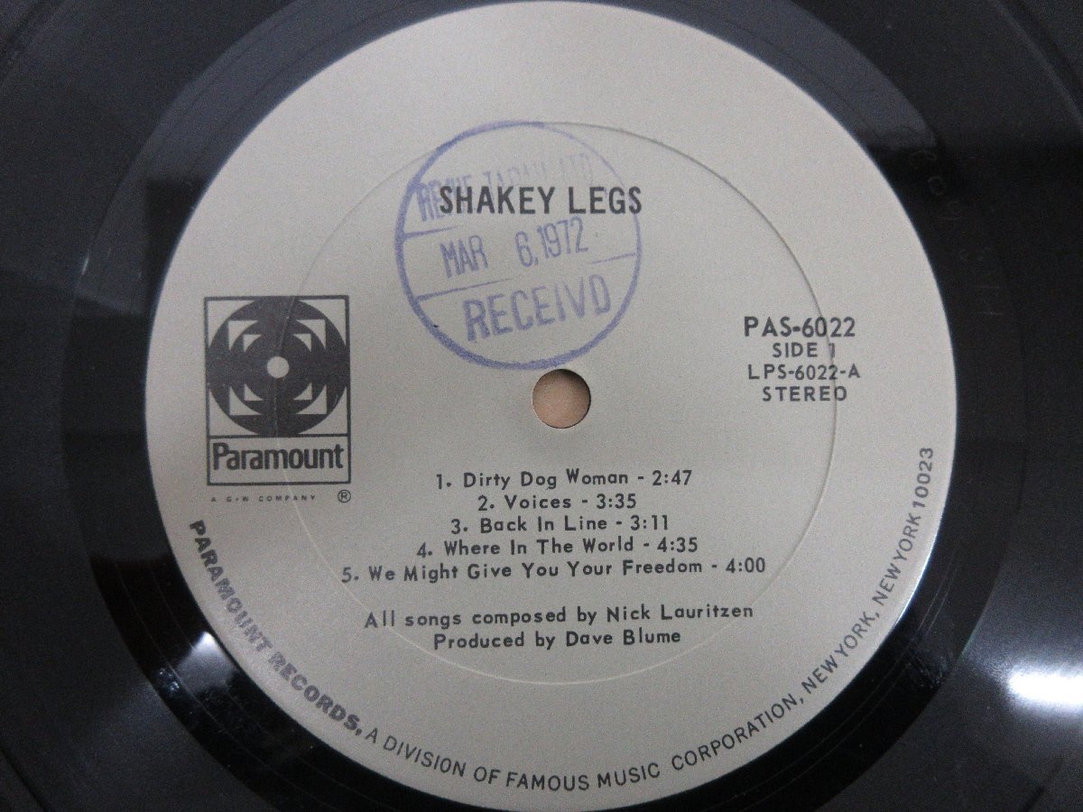 ◇A6880 レコード/LP盤「シェイキー・レッグス SHAKEY LEGS / Shakey Legs【見本盤/非売品】」PAS-6022 PARAMOUNT RECORDSの画像4