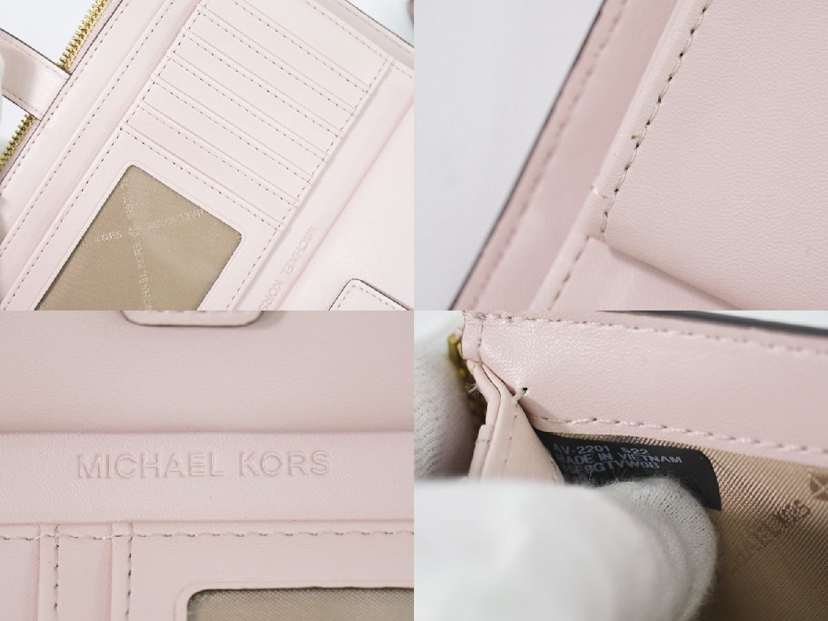 本物 マイケルコース MICHAEL KORS MK シグネチャー 長財布 ロングウォレット PVC ホワイト_画像9