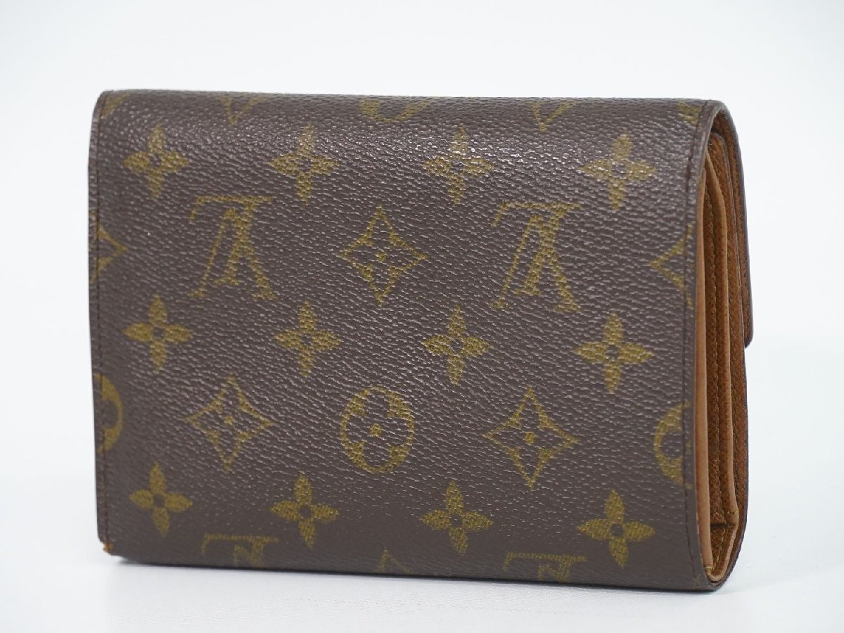 本物 ルイヴィトン LOUIS VUITTON ポルト トレゾールエテュイ パピエ モノグラム 折財布 コンパクトウォレット ブラウン M61202_画像2