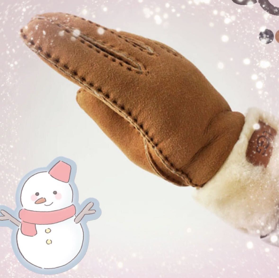 【正規品】★新品未使用品★ アグ UGG 手袋レディースターンカフ グローブシープスキン チェスナットMサイズ_画像6