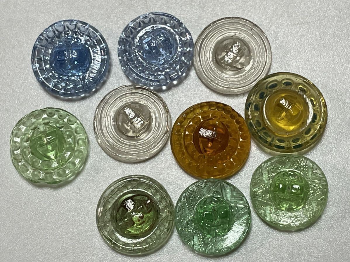  glass button 10 piece Germany Vintage 13~14 millimeter clear 